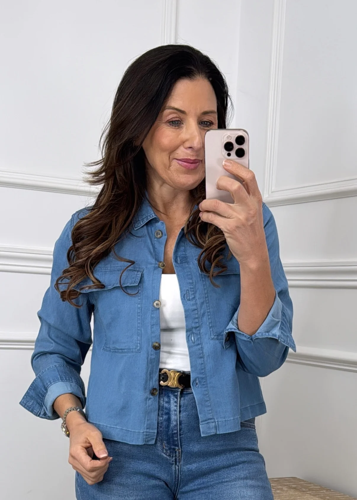 Lolita Blue Denim Cropped Shirt - Image 2