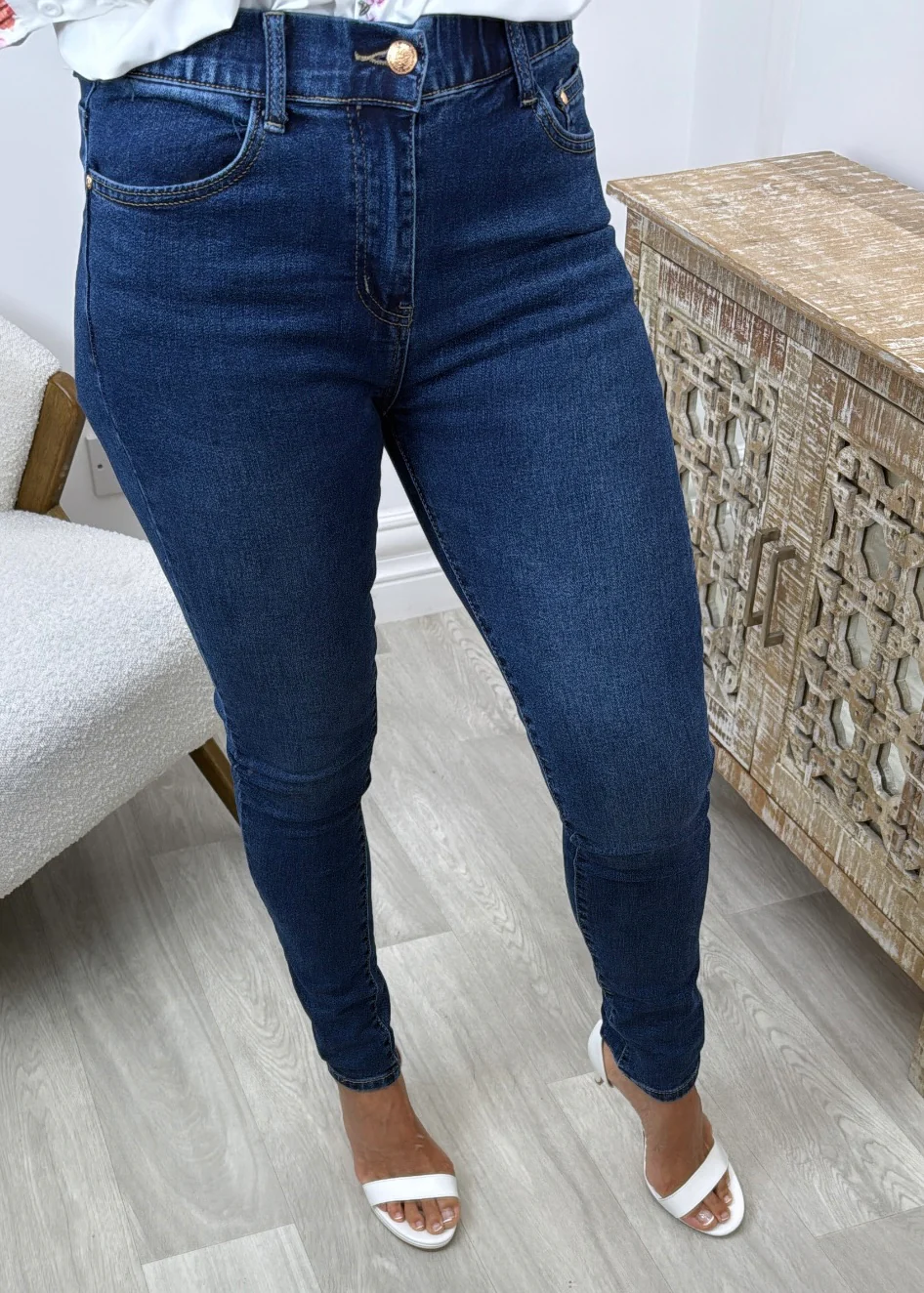 Lorna Blue High Waisted Skinny Jeans - Image 6