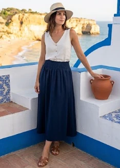 Lottie Navy Maxi Skirt - Image 4