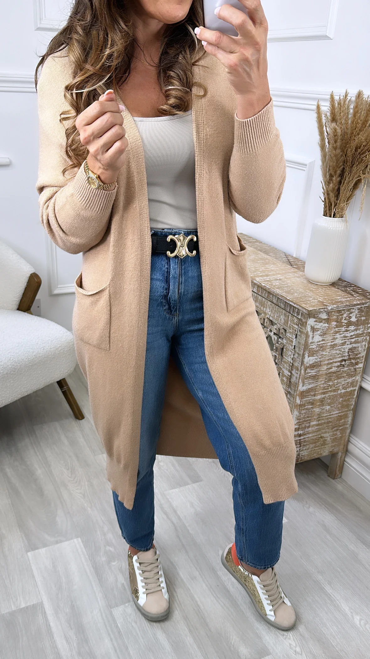 Louisa Camel Knit Cardigan - Image 3
