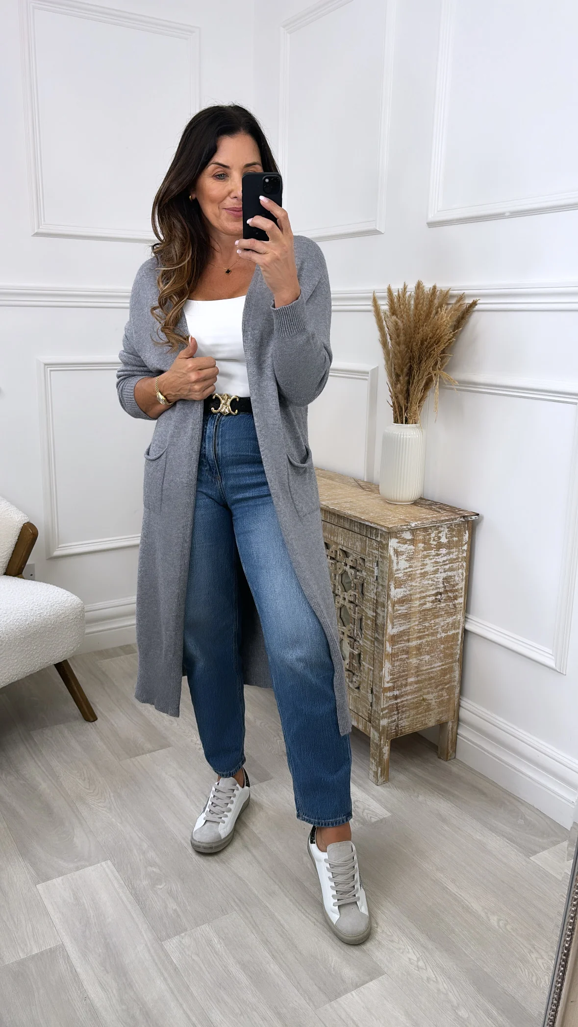 Louisa Grey Knit Cardigan - Image 3