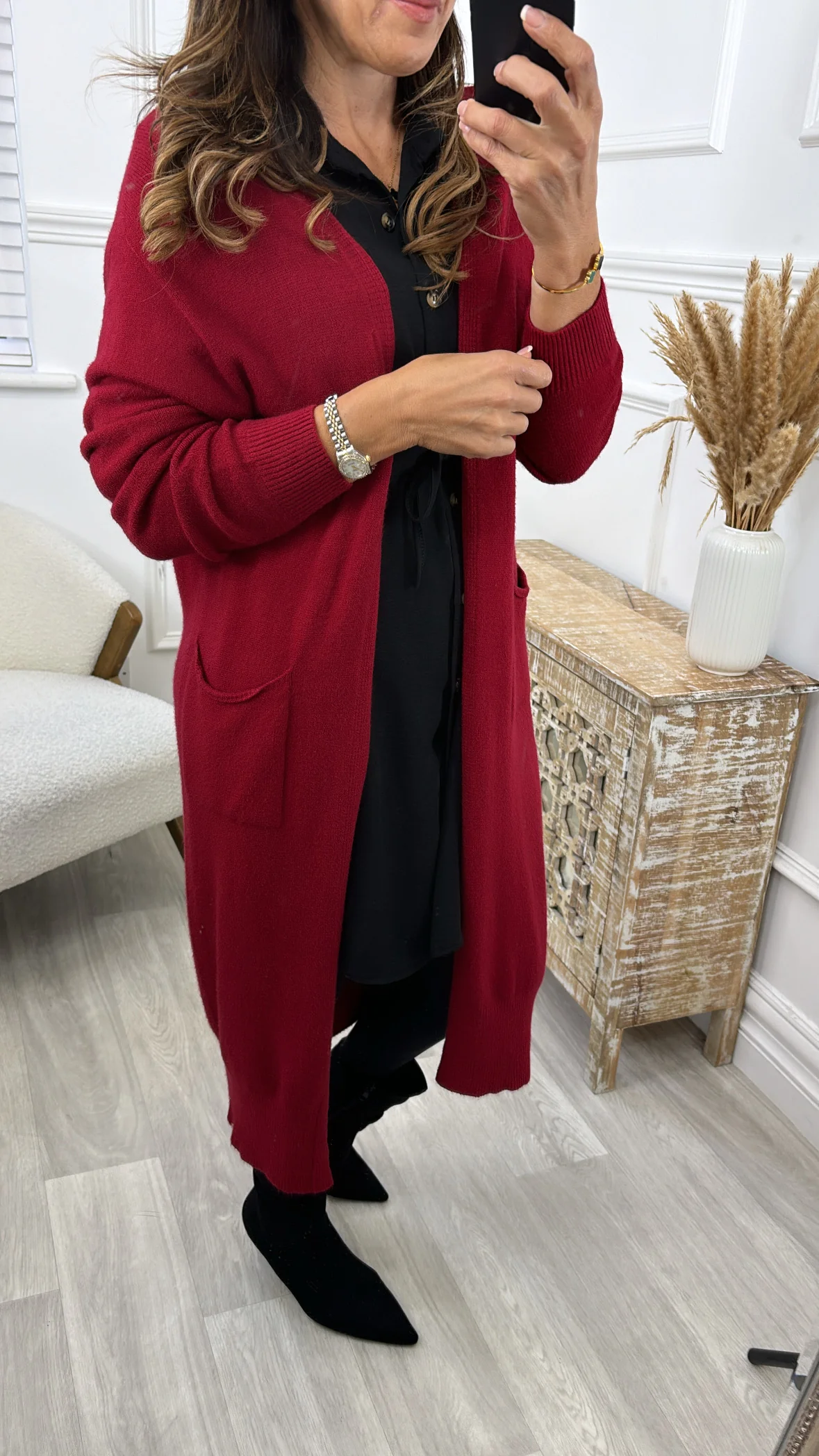 Louisa Wine Knit Cardigan - Image 3