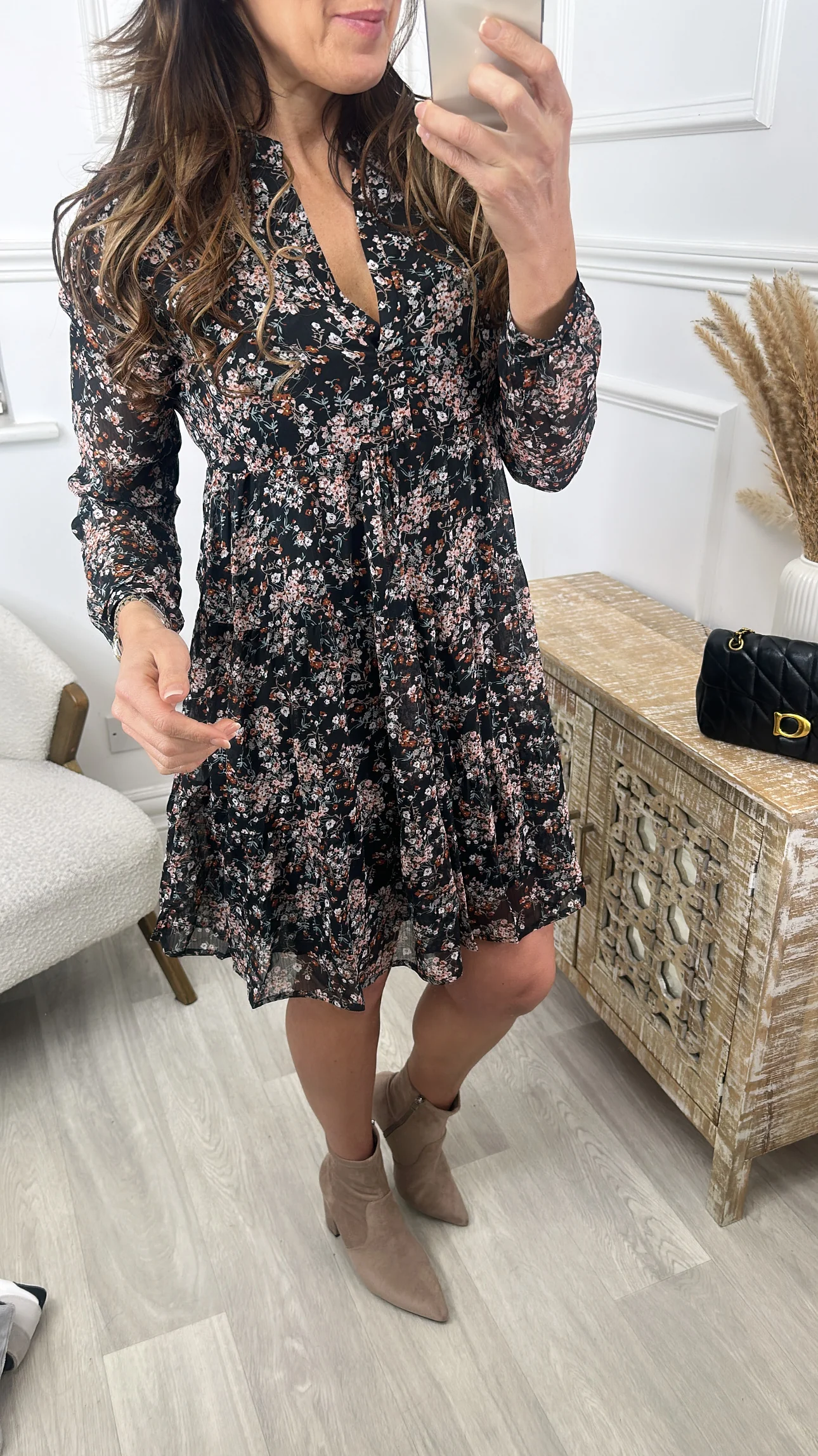 Madid Black Semi Sheer Layer Smock Dress - Image 2
