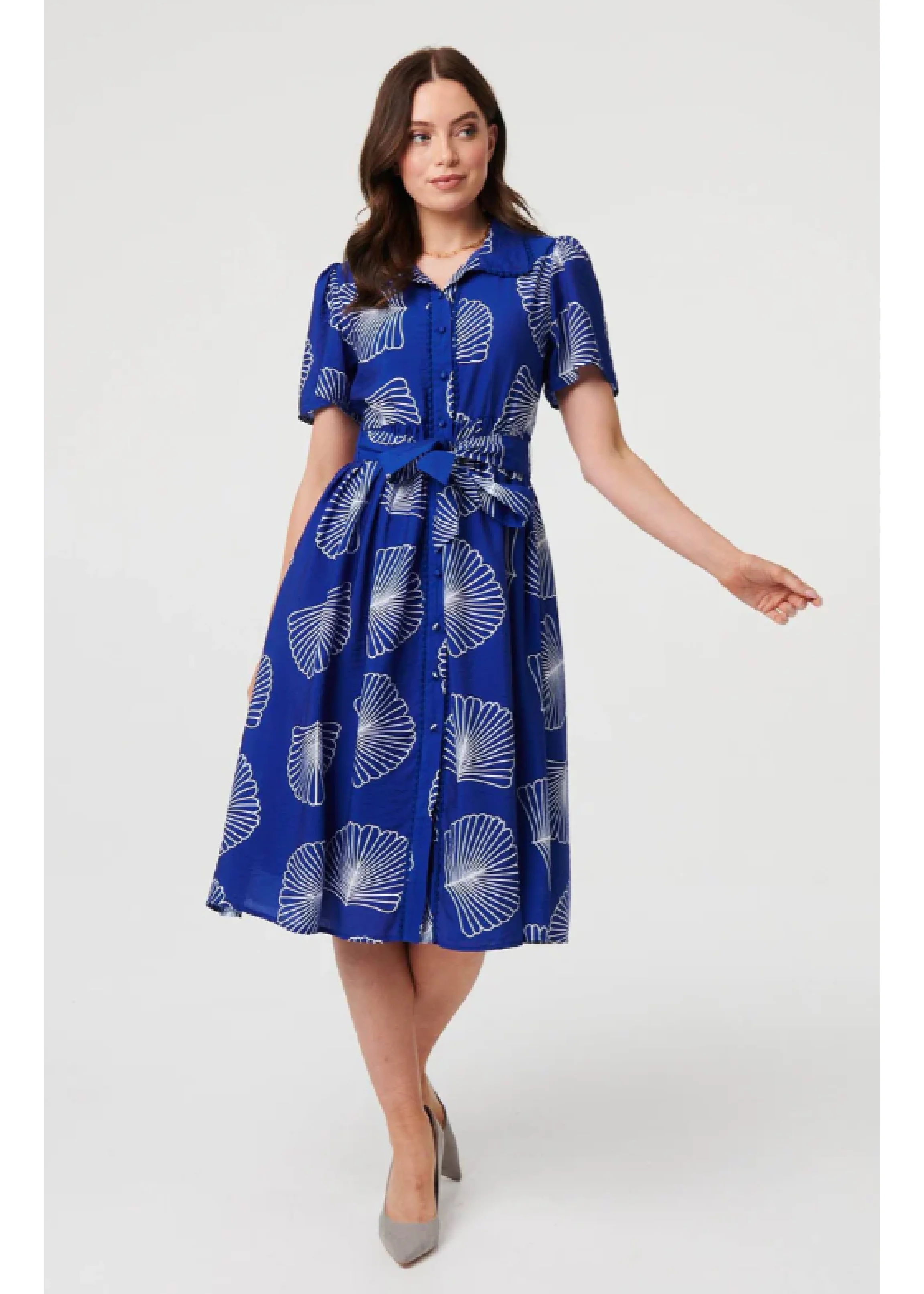 Maeve Blue Printed Midi Dress - Image 3