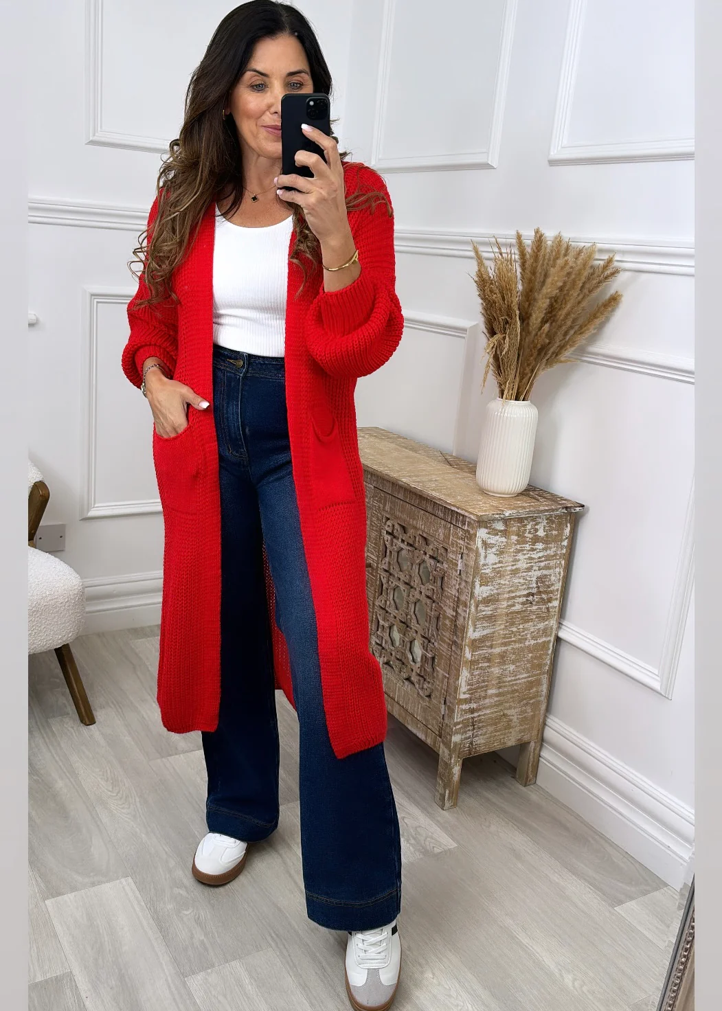 Margaret Red Longline Cardigan - Image 3