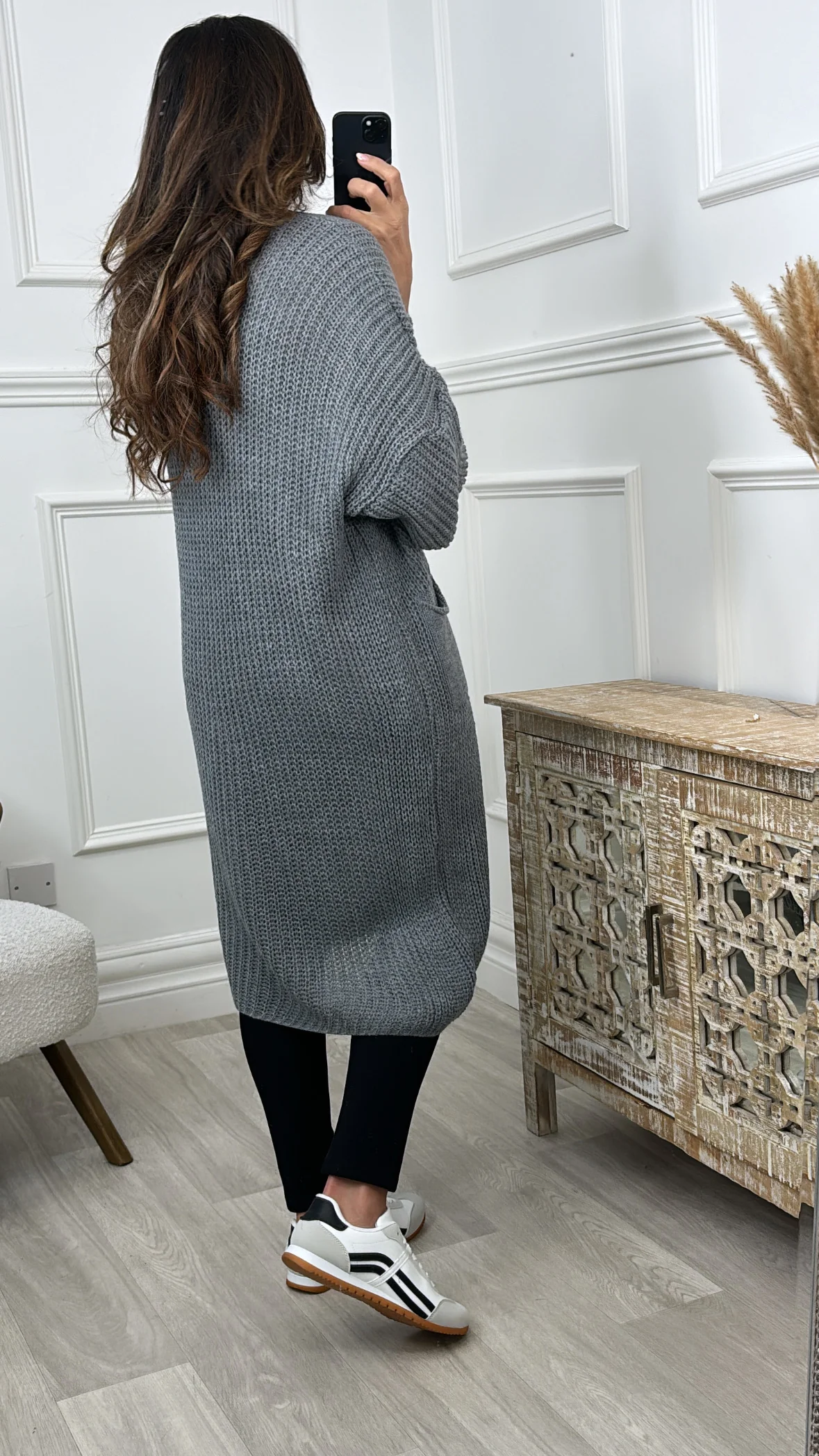 Margaret Dark Grey Longline Cardigan - Image 3