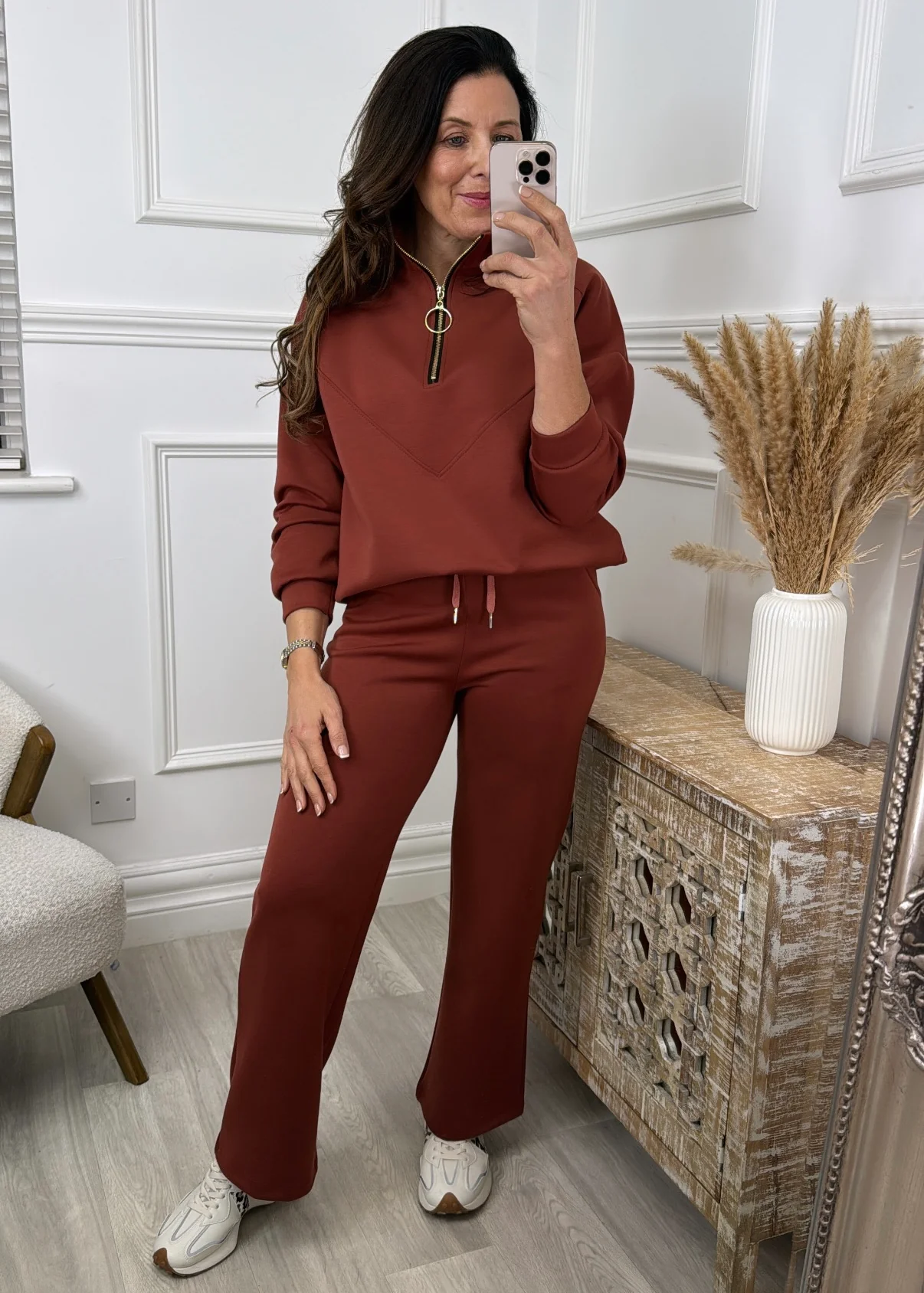 Martha Rust Half Zipper Set