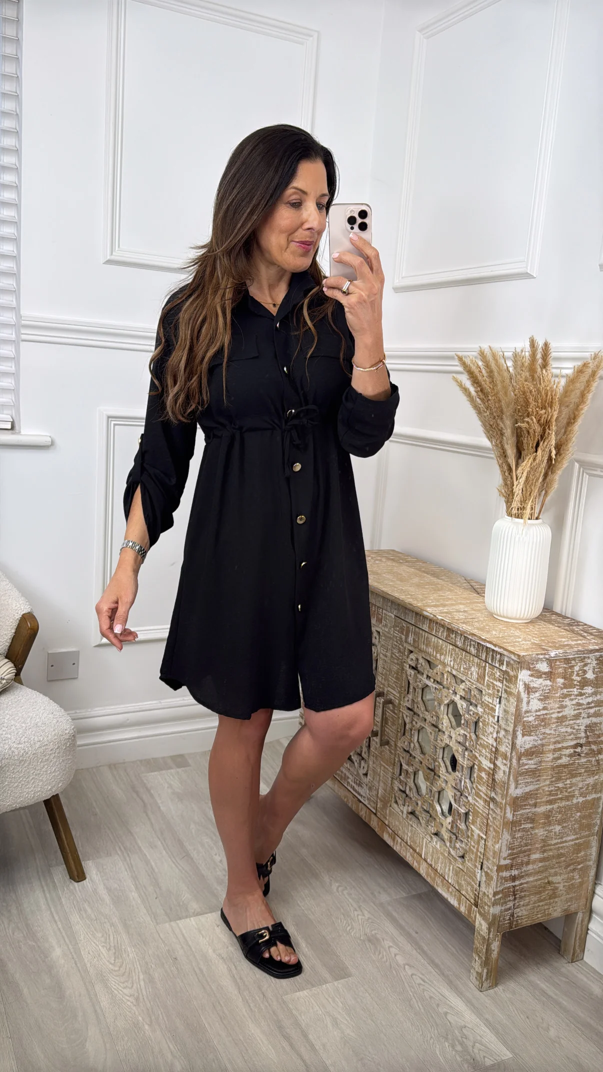 Medea Black Shirt Tunic Dress - Image 7