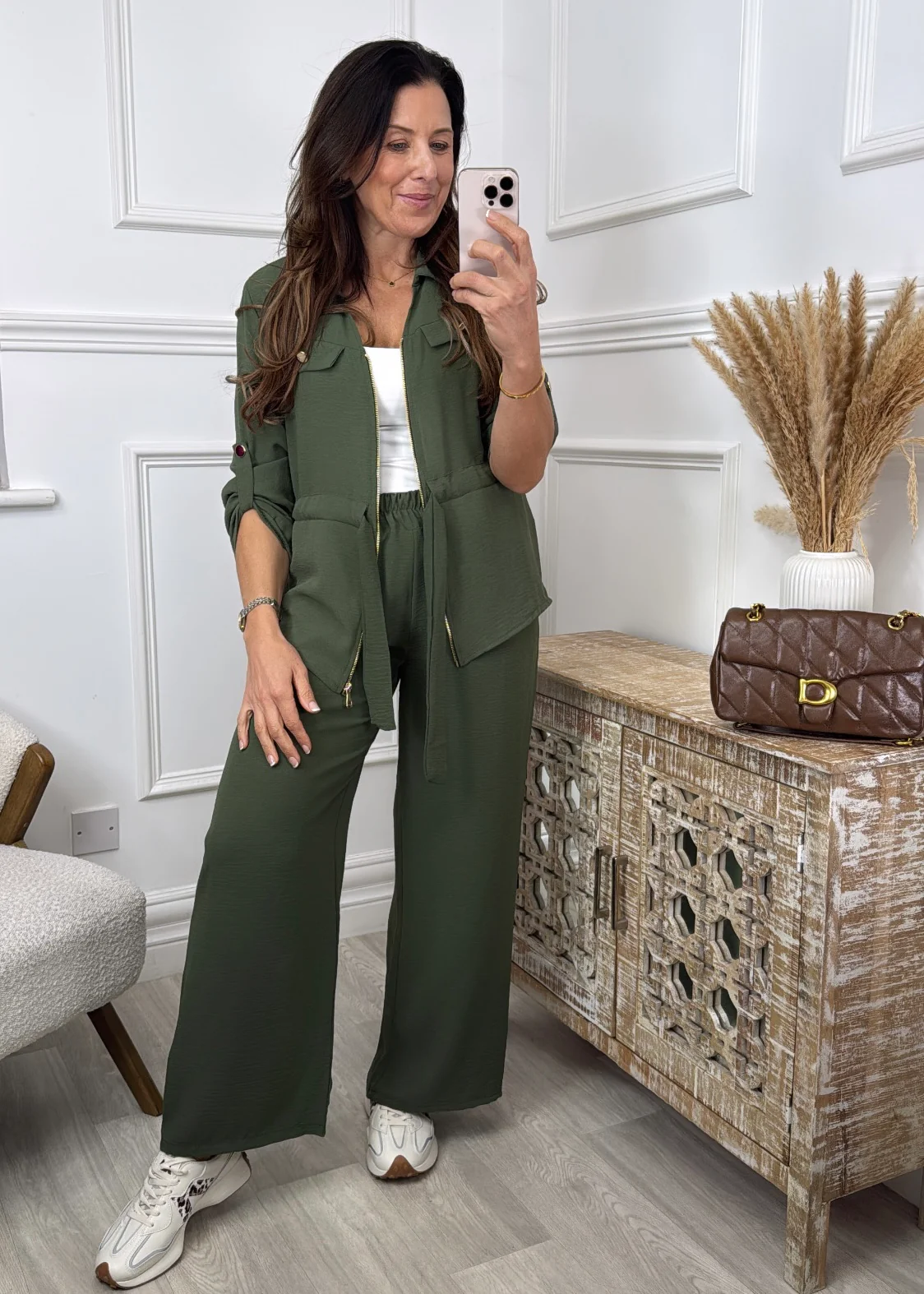 Melody Khaki Drawstring Jacket Set - Image 14
