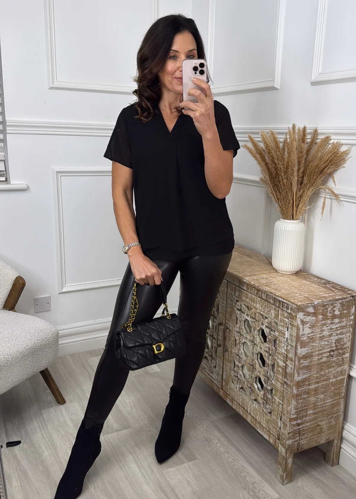 Merita Black Flowing Blouse - Image 2