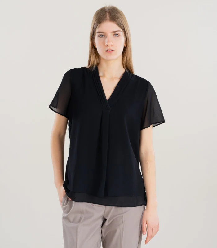 Merita Black Flowing Blouse - Image 6