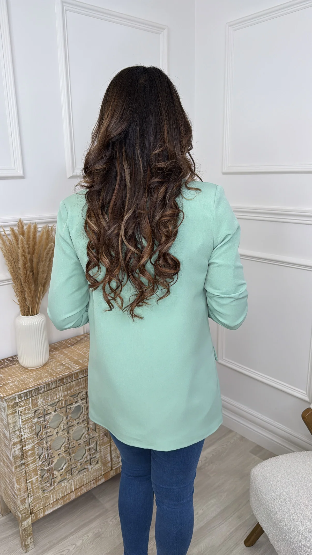Merrill Mint Gathered Sleeve Blazer - Image 3