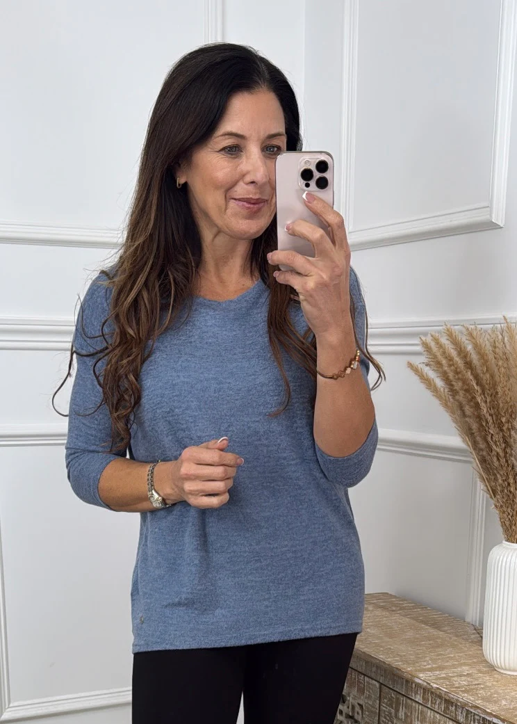 Mia Stone Blue Marl Top