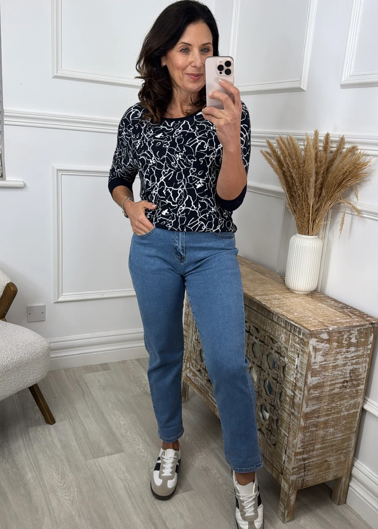 Milara Navy Patterned Top - Image 2
