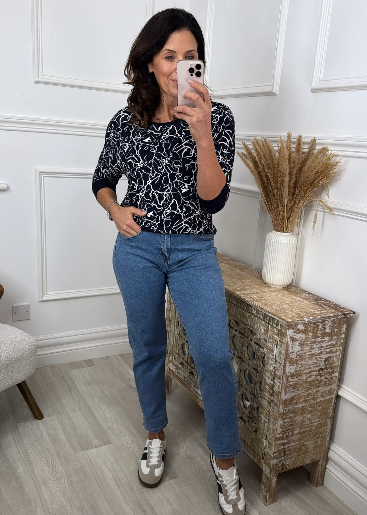 Milara Navy Patterned Top - Image 3