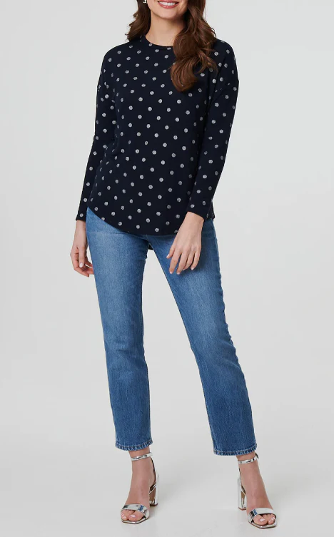 Mirabella Navy Polka Dot Top - Image 6