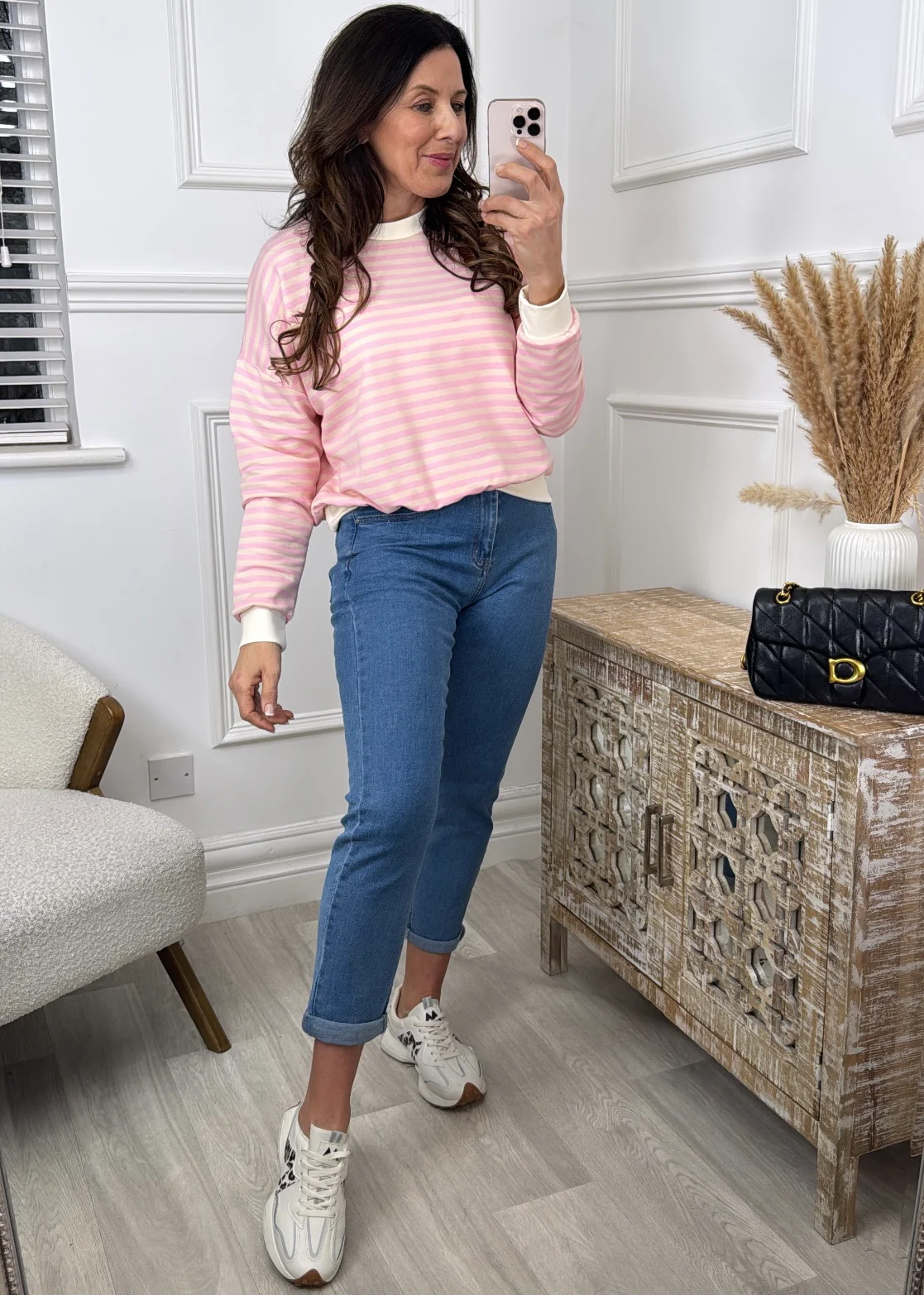 Mirelle Cream And Pink Stripe Sweatshirt - Image 3