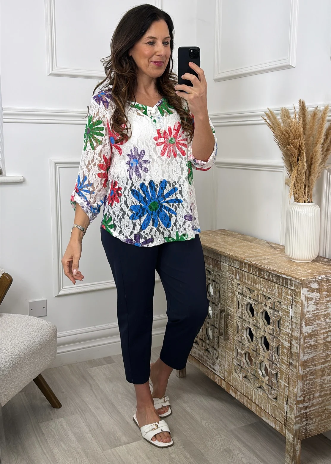 Laura White Floral Lace Blouse - Image 2