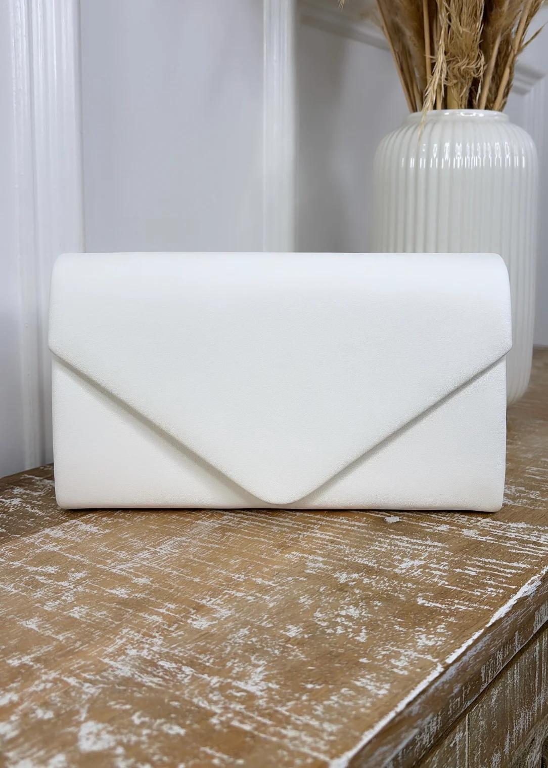 Myrtle White Envelope Clutch