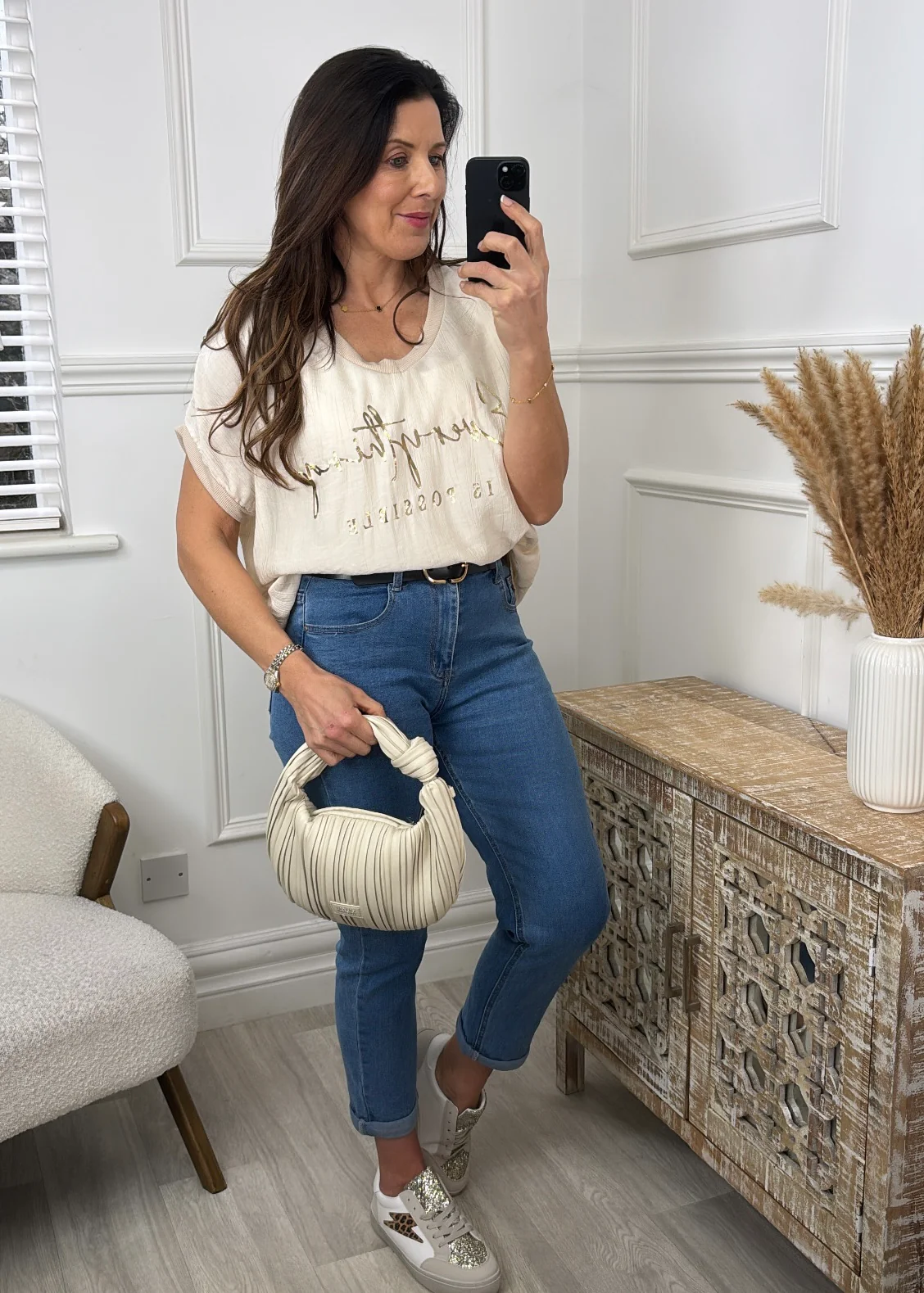 Nancy Beige Everything is Possible Top