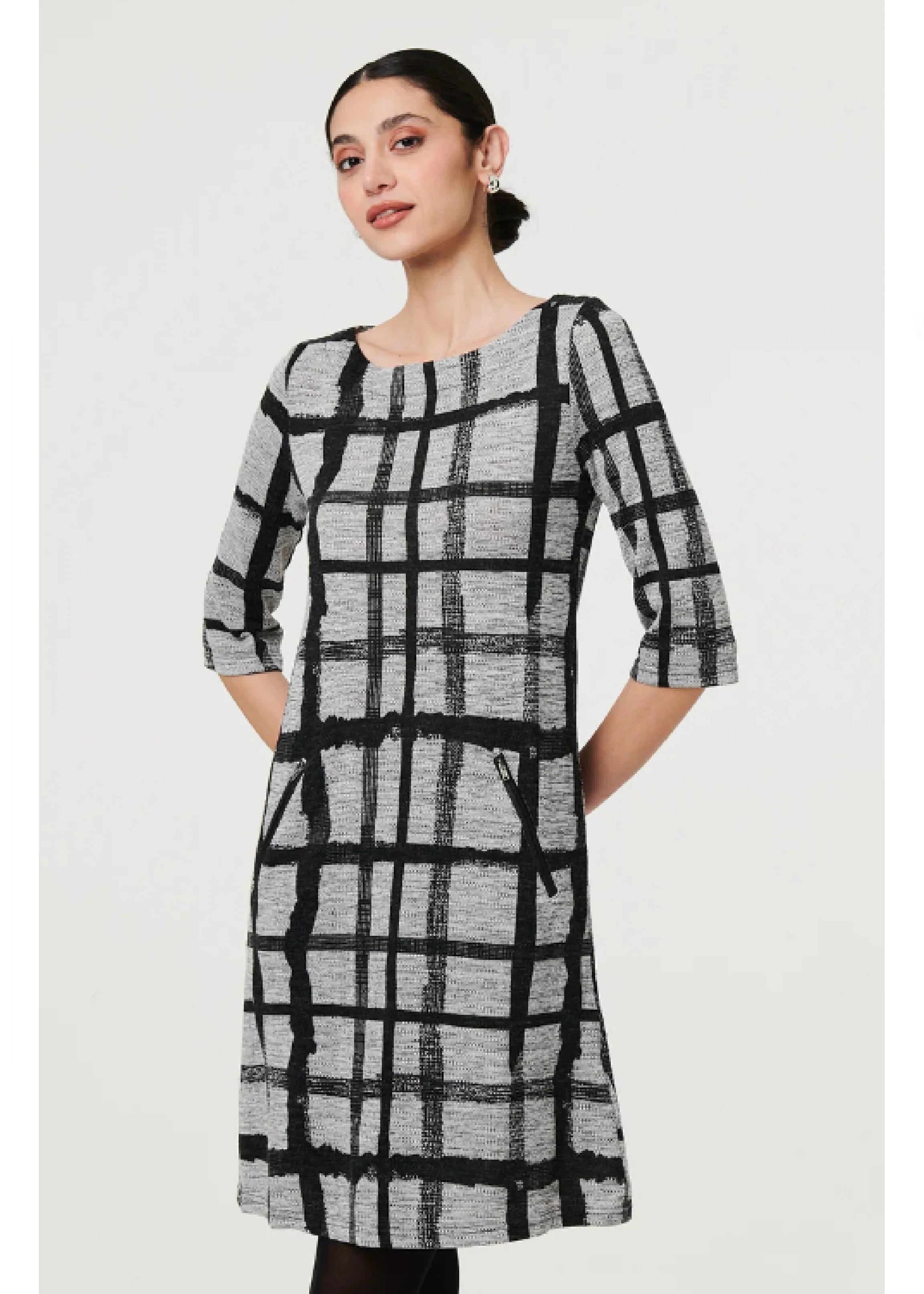 Nancy Black Check Shift Dress - Image 3