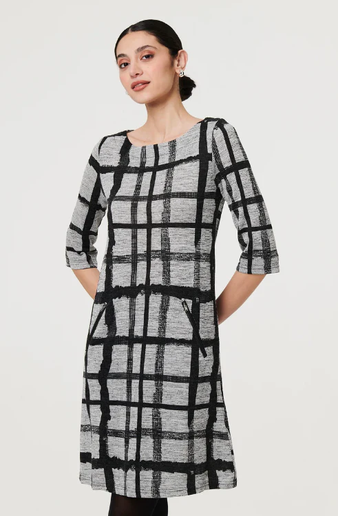 Nancy Black Check Shift Dress - Image 4