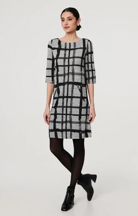 Nancy Black Check Shift Dress - Image 5