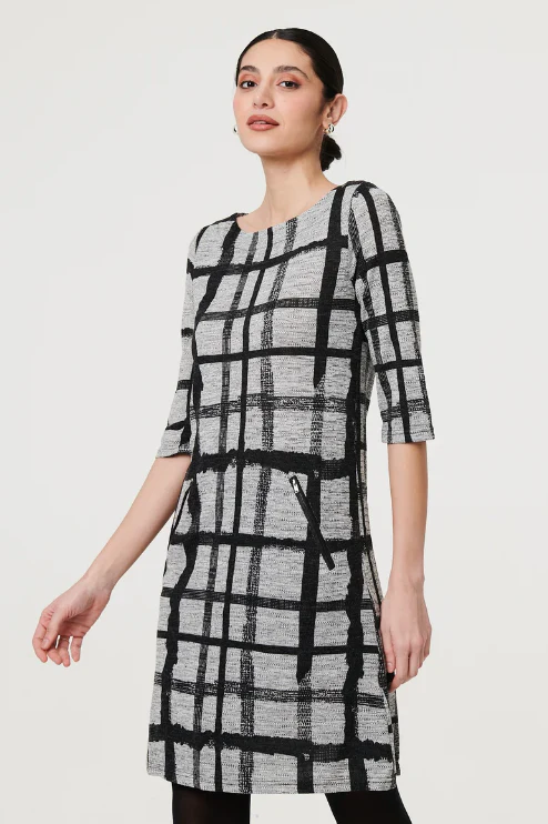 Nancy Black Check Shift Dress - Image 7