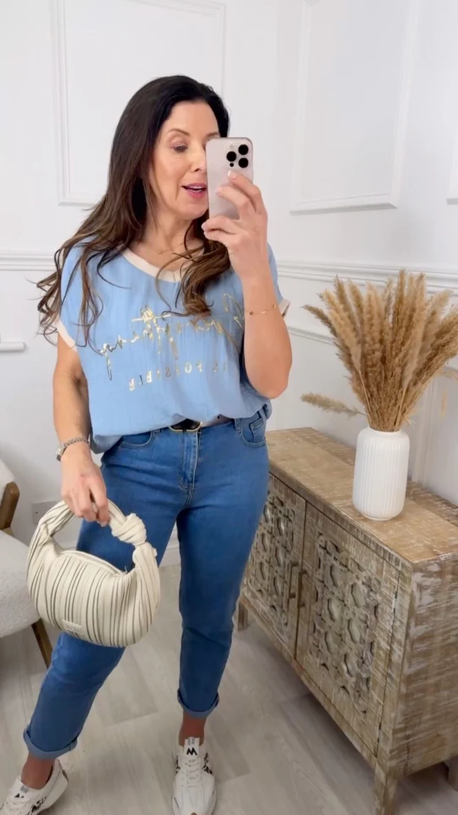 Nancy Denim Everything is Possible Top - Image 6
