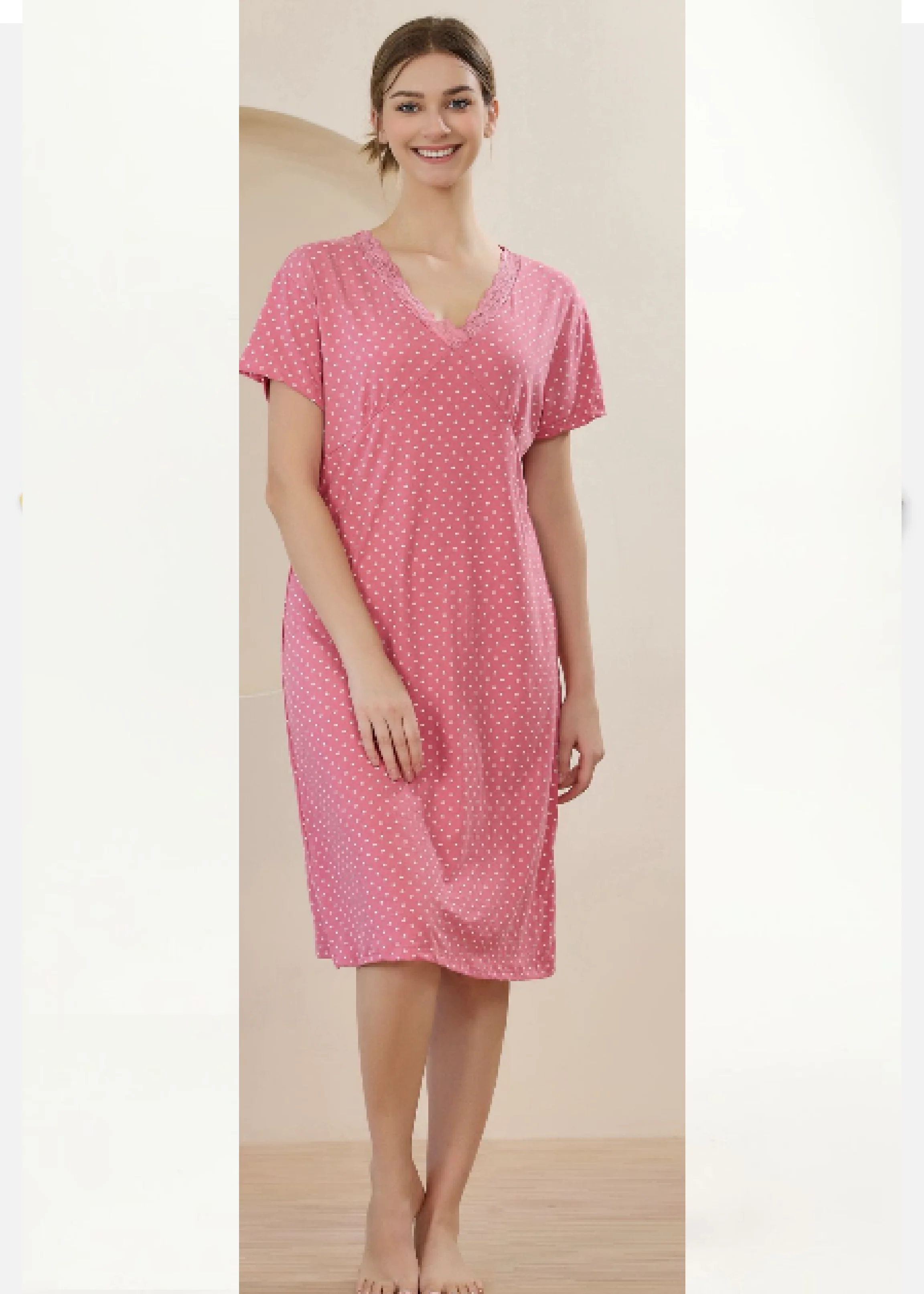 Nancy Pink Heart Print Nightdress - Image 3