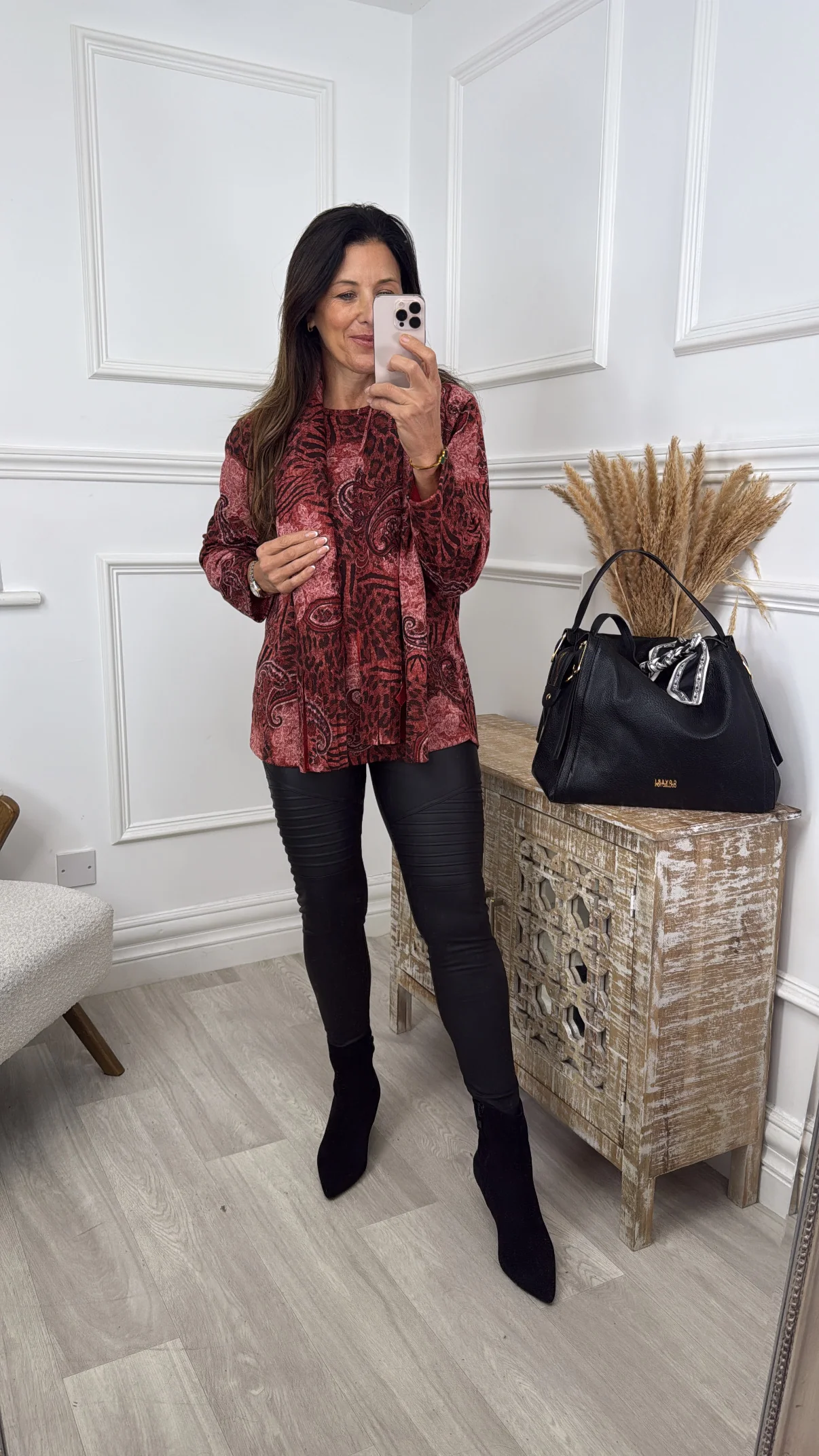 Nella Rust Leopard Print Top with Scarf - Image 3