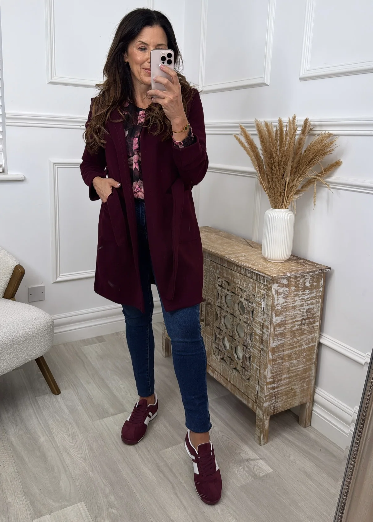 Neva Wine Belted Wrap Coat - Image 5