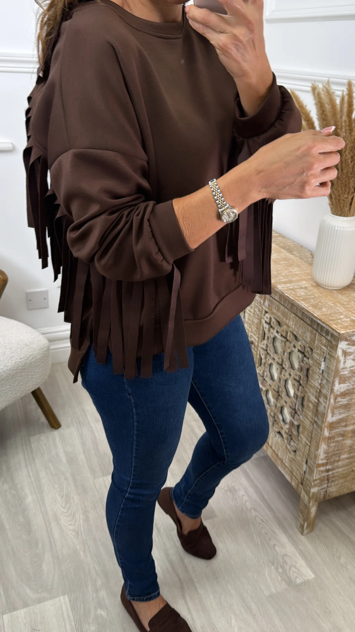 Nicky Brown Fringe Sweatshirt - Image 4