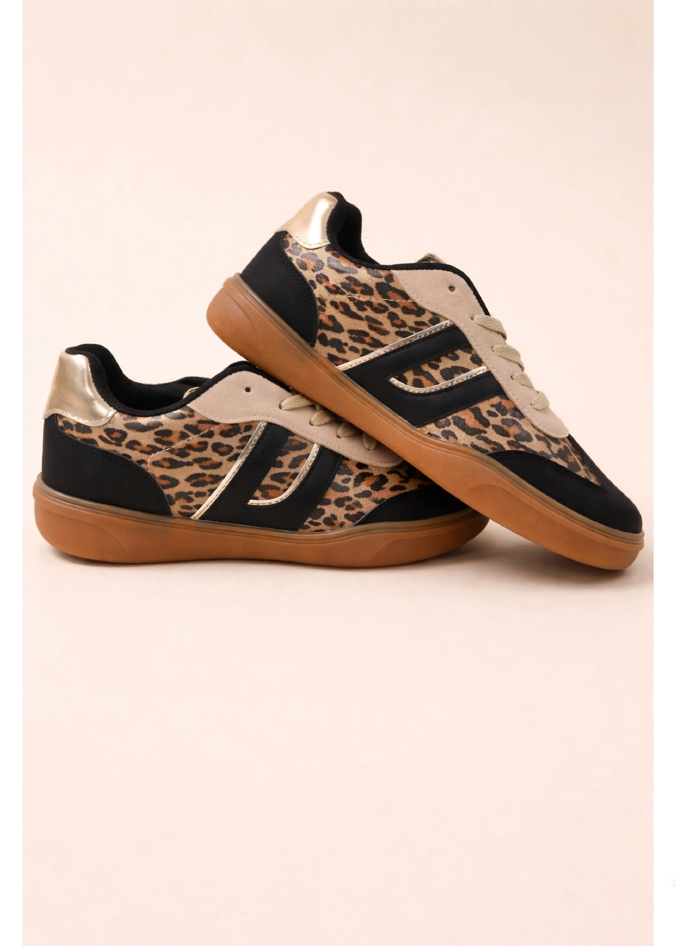 Nicola Black Leopard Low Top Trainers - Image 2