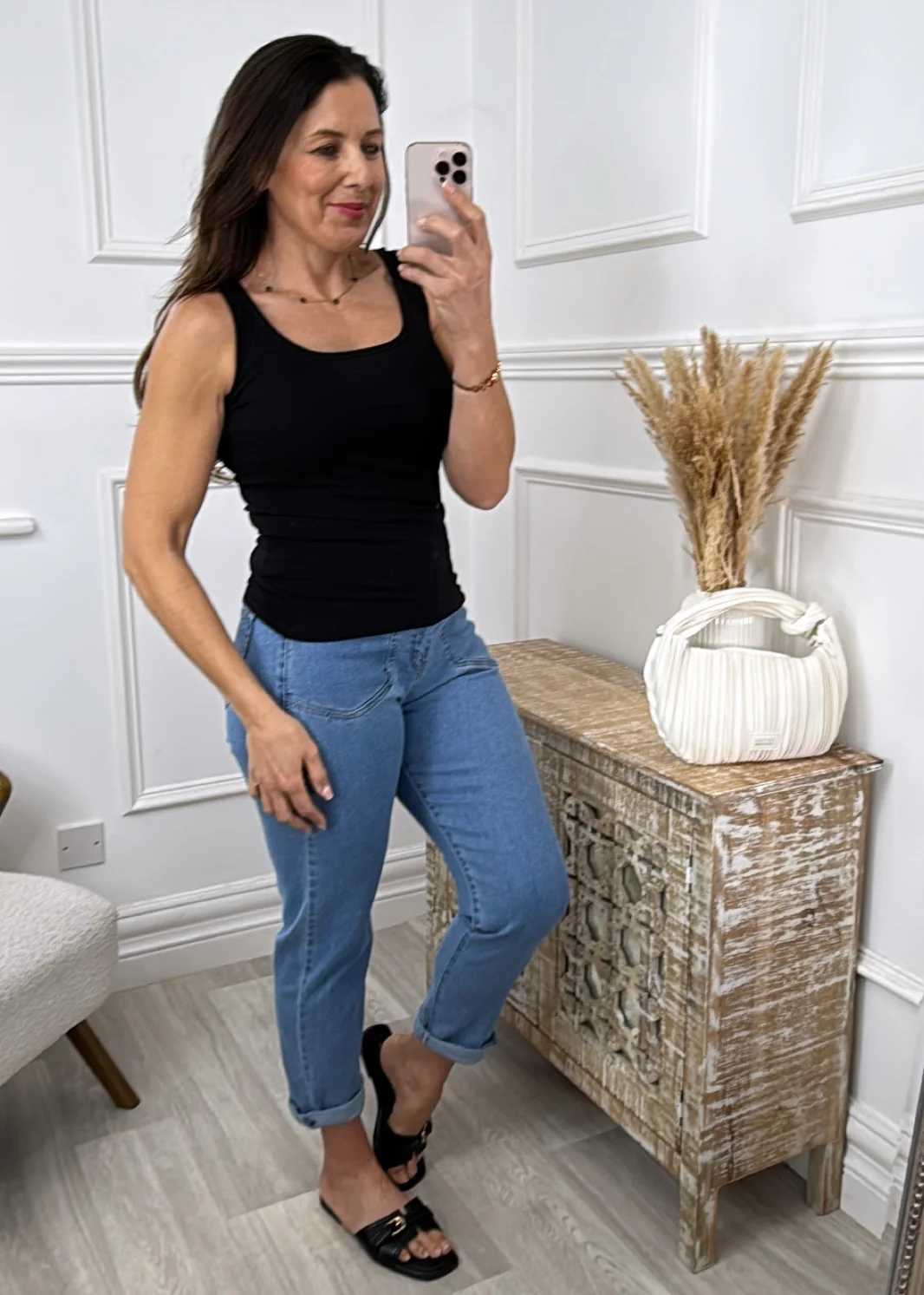 Nikki Black Vest Top - Image 3