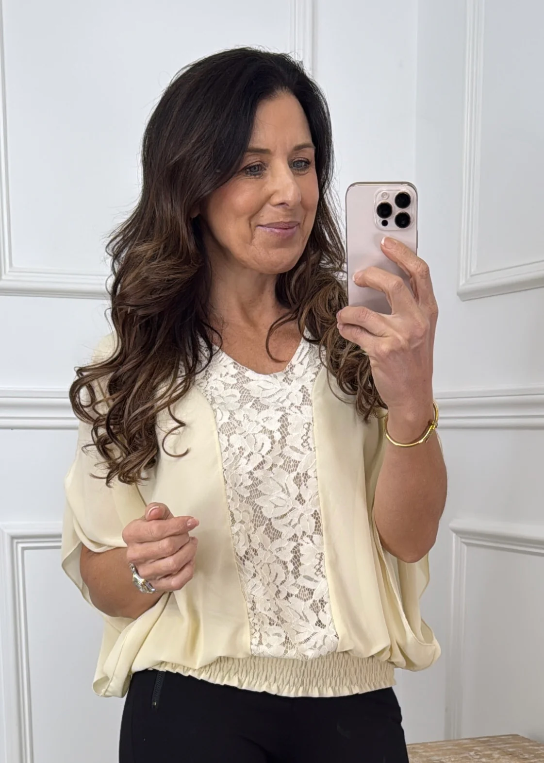 Norella Beige Lace Detail Top