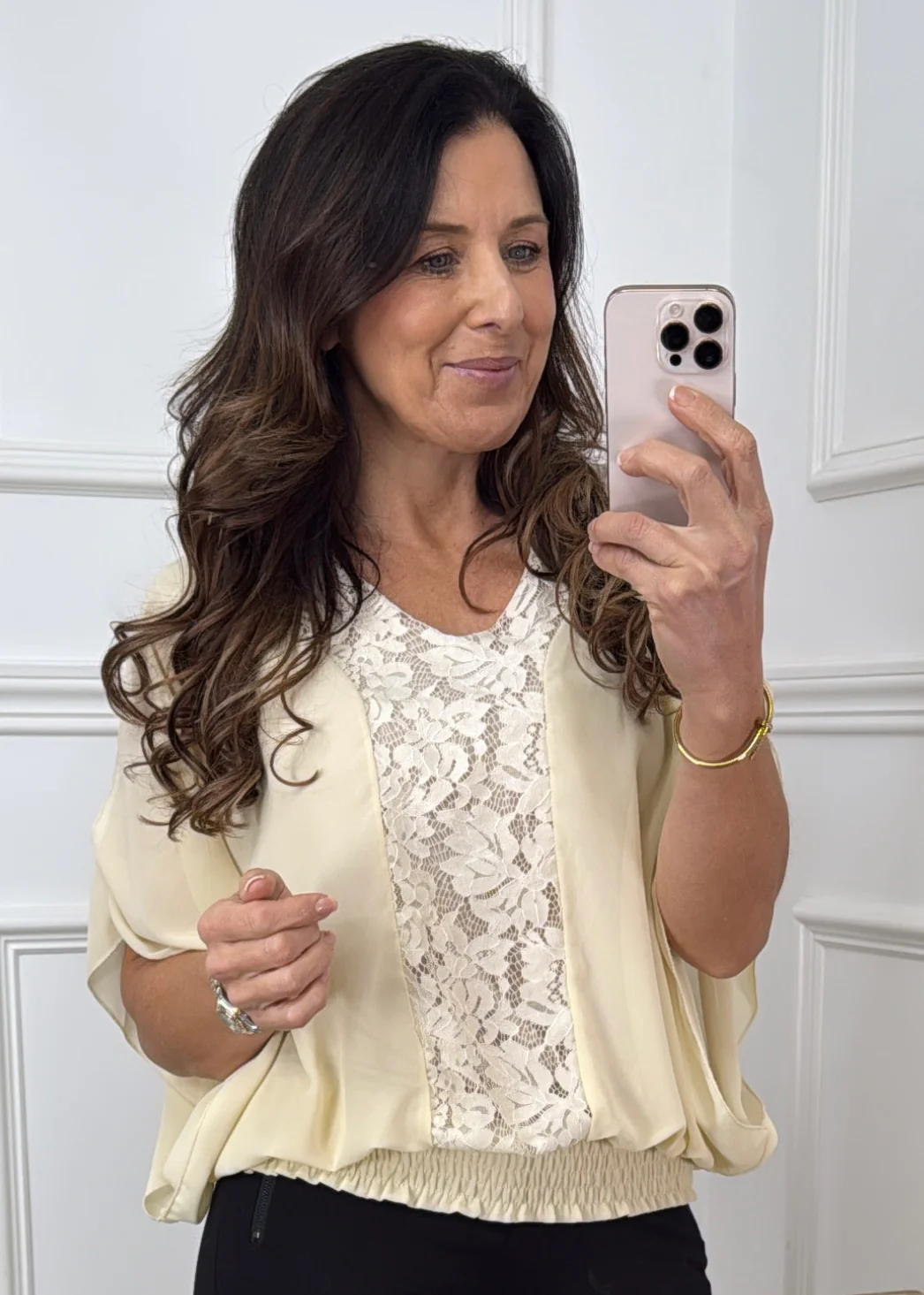 Norella Beige Lace Detail Top - Image 2