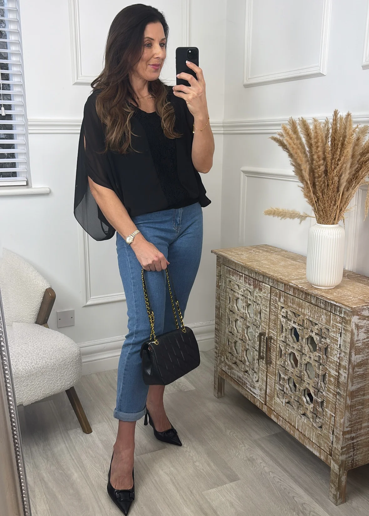 Norella Black Lace Detail Top - Image 2