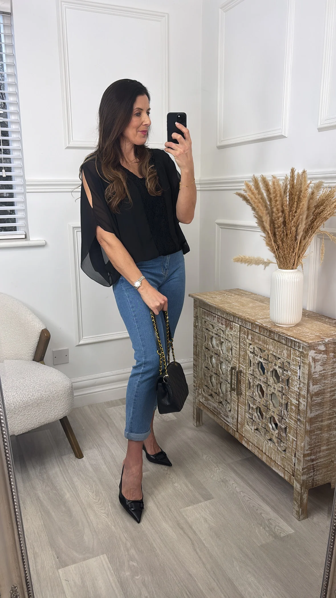 Norella Black Lace Detail Top - Image 4