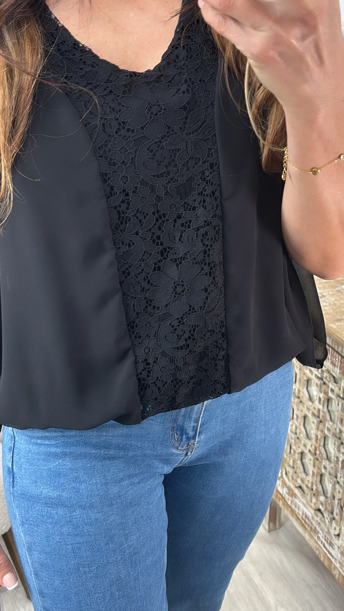 Norella Black Lace Detail Top - Image 5