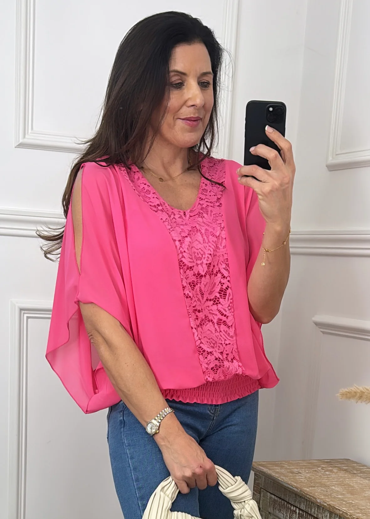 Norella Pink Lace Detail Top - Image 2