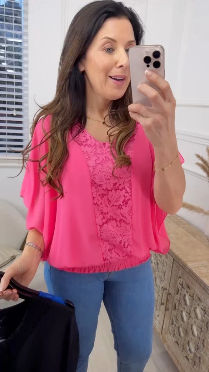 Norella Pink Lace Detail Top - Image 5
