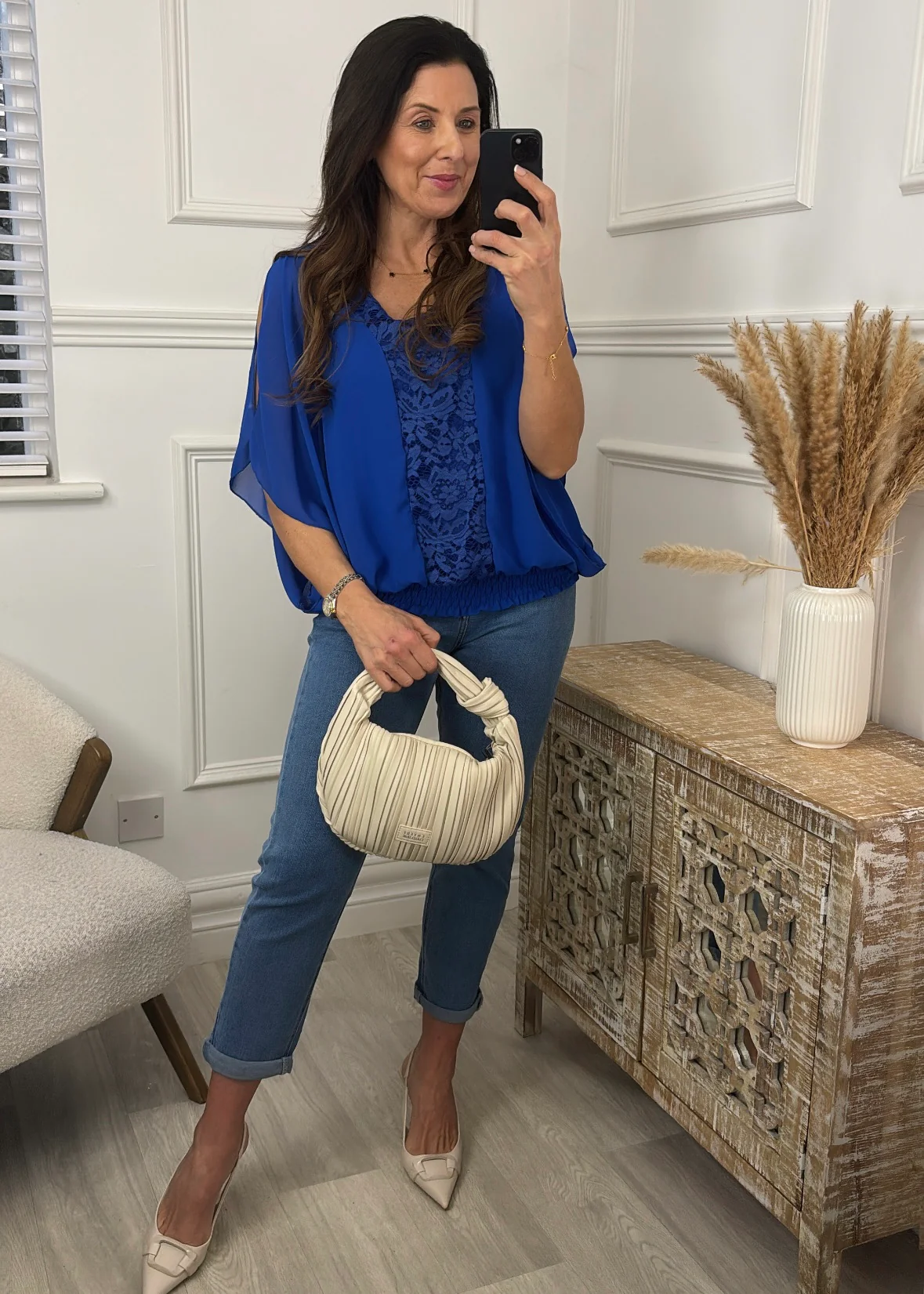 Norella Royal Blue Lace Detail Top