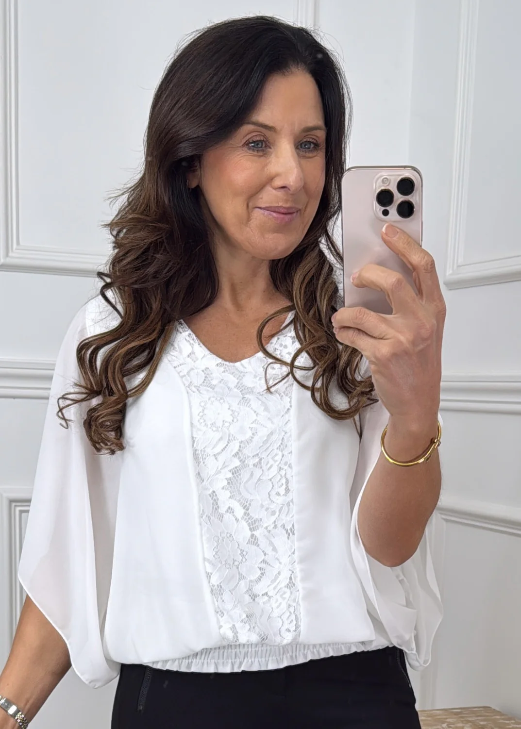 Norella White Lace Detail Top