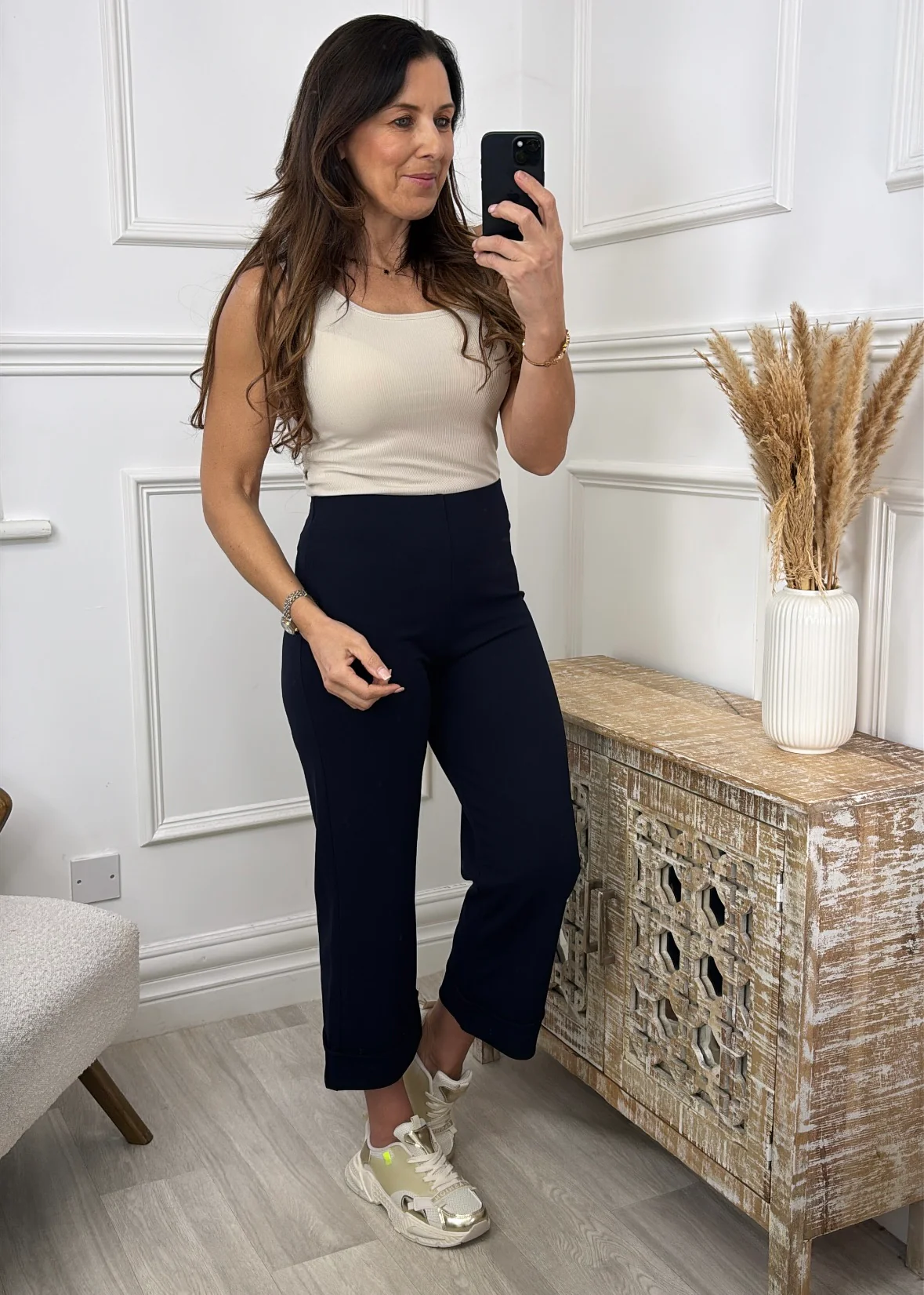 Novah Navy Straight Leg Trousers - Image 2