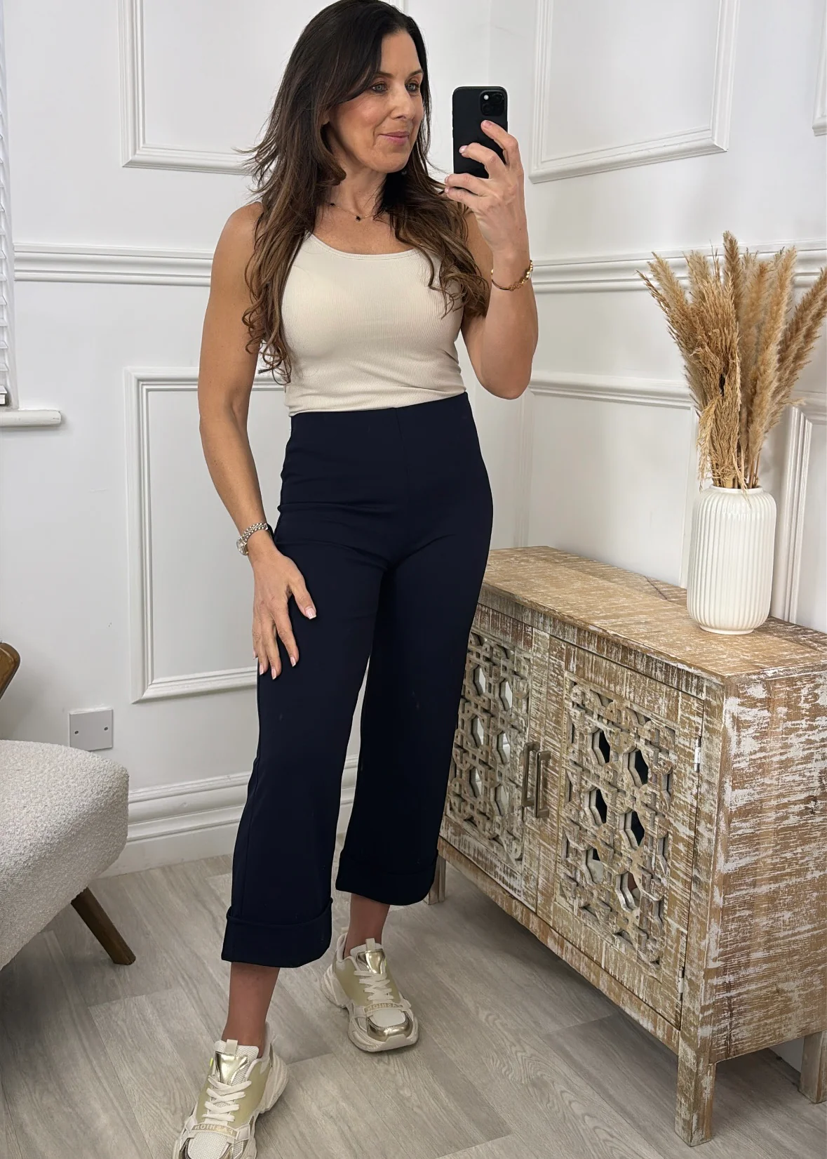 Novah Navy Straight Leg Trousers - Image 3