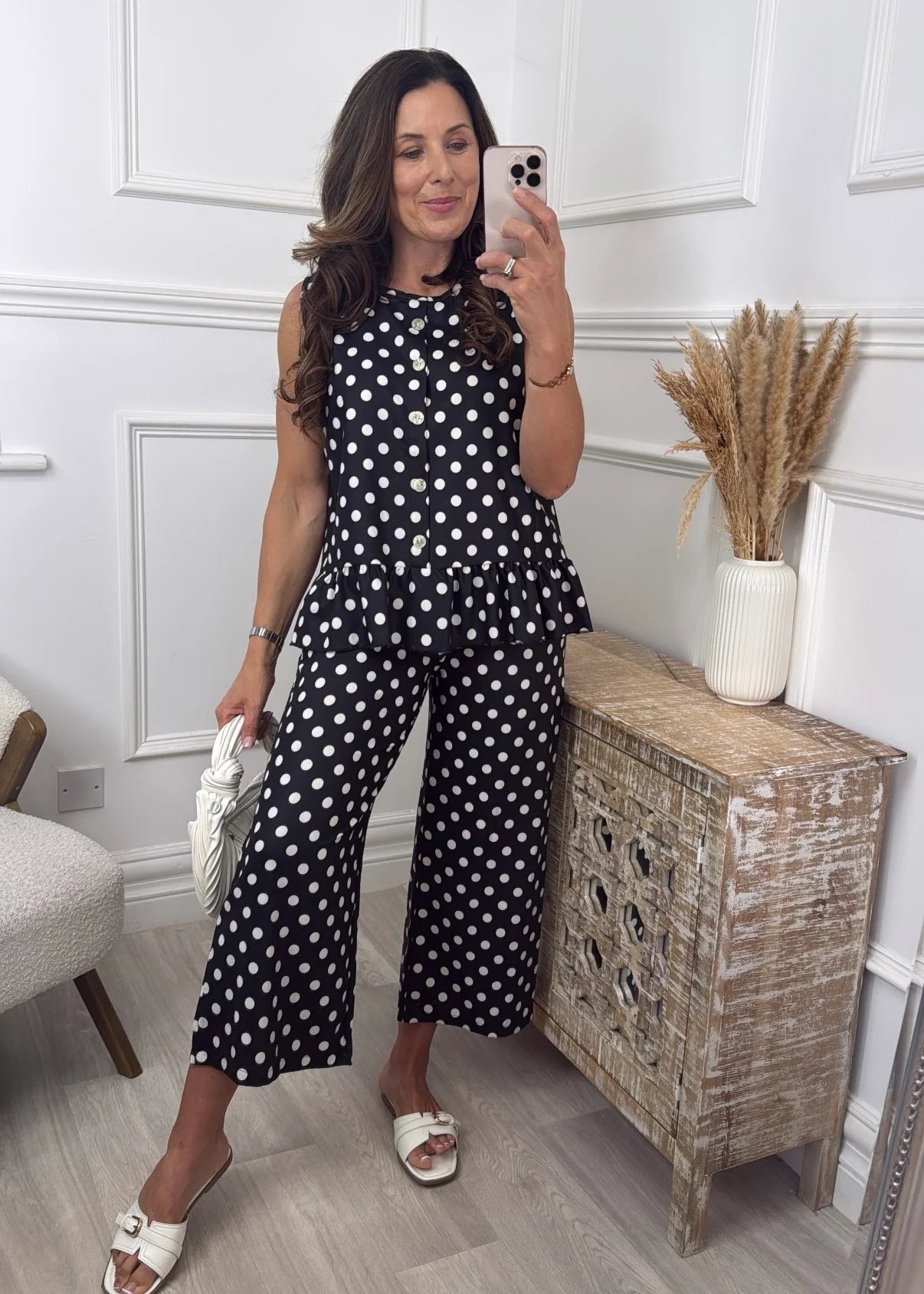 Olivia Black Polka Frill Hem Top Set 🖤Pre Order🖤 - Image 2