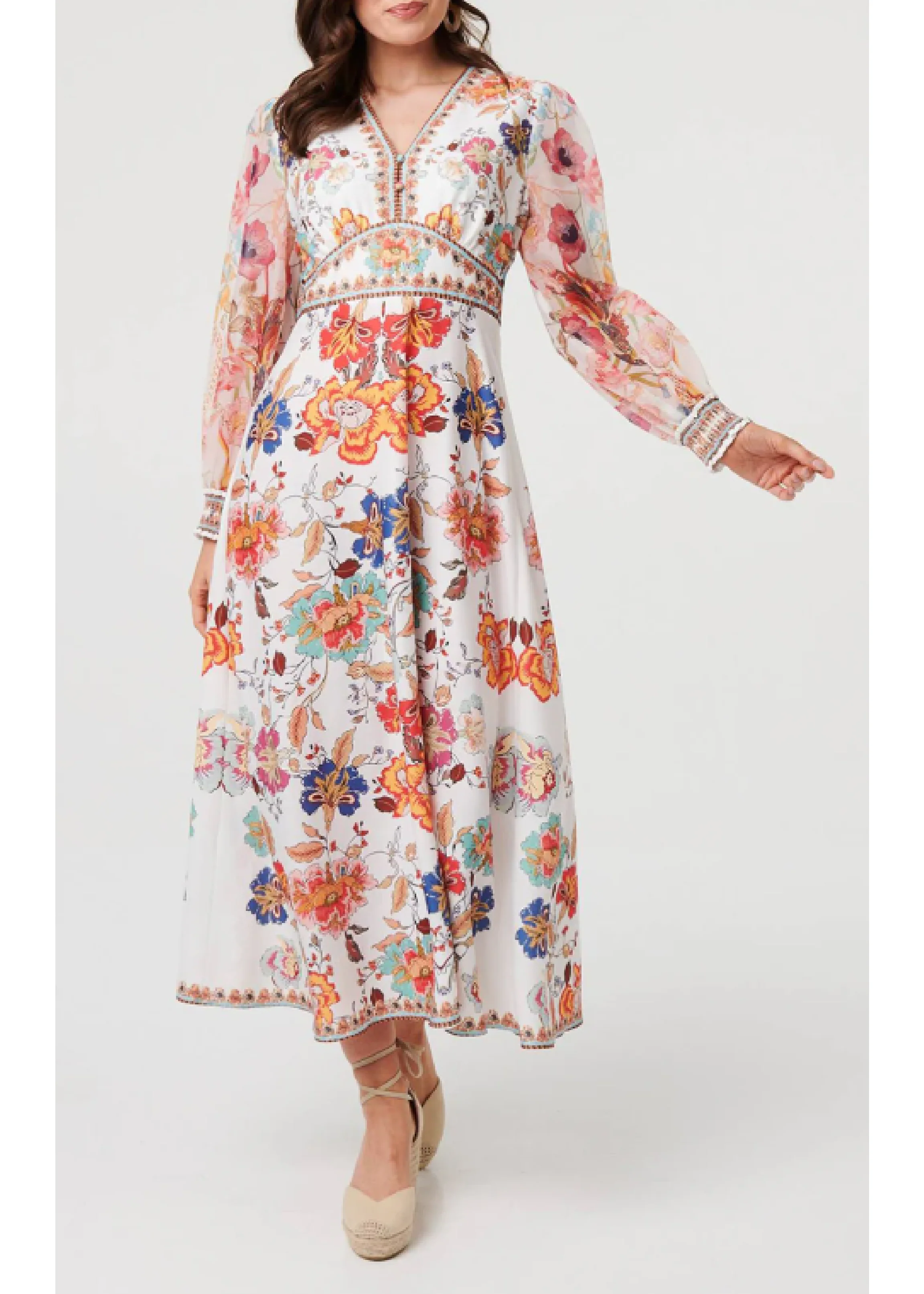 Olivia White Floral Maxi Dress - Image 4
