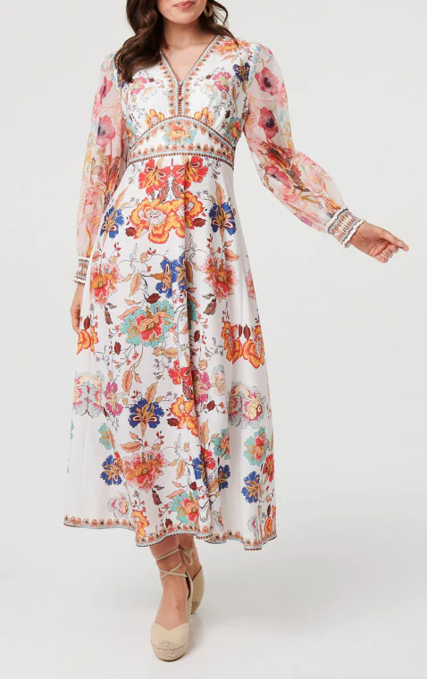 Olivia White Floral Maxi Dress - Image 6