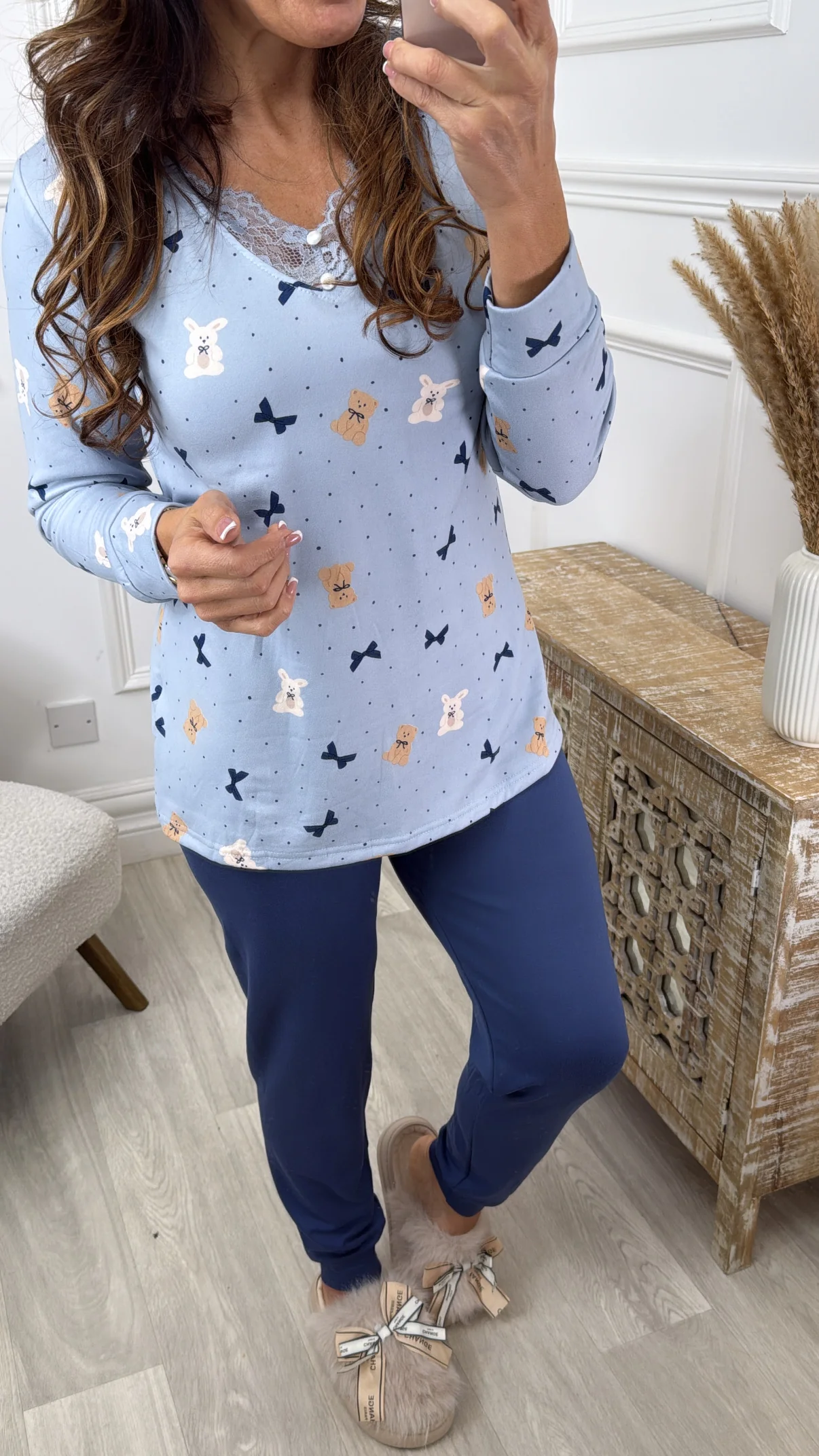 Oona Blue Bow Print Pajama - Image 2